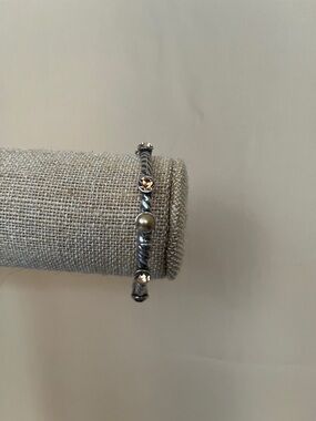 Brighton Two-Tone Twisted Bracelet with Amber and Pearl Accents